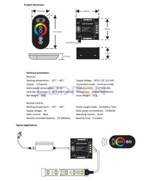 Dokunmatik Touch Kumandalı RGB Led Kontrol Cihazı 30A