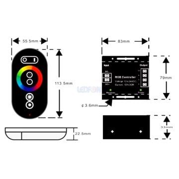 Dokunmatik Touch Kumandalı RGB Led Kontrol Cihazı 30A