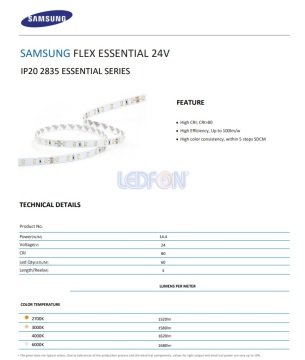 Samsung 24V 10000K Şerit Led 14.4W 60 Led/m IP20
