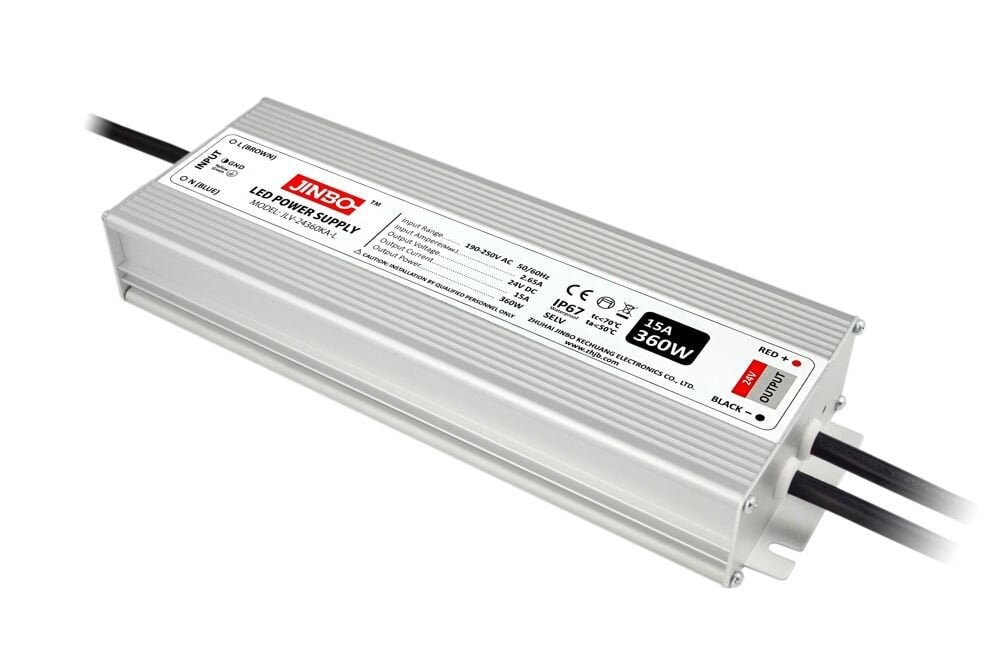 Jinbo 24V 15A 360W IP67 Dış Mekan Adaptör