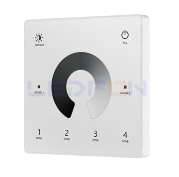 Duvar Tipi Bölge Kontrollü Tek Renk Led Dimmer Beyaz (12V-24V / 15A) +1 Adet Alıcı 15A