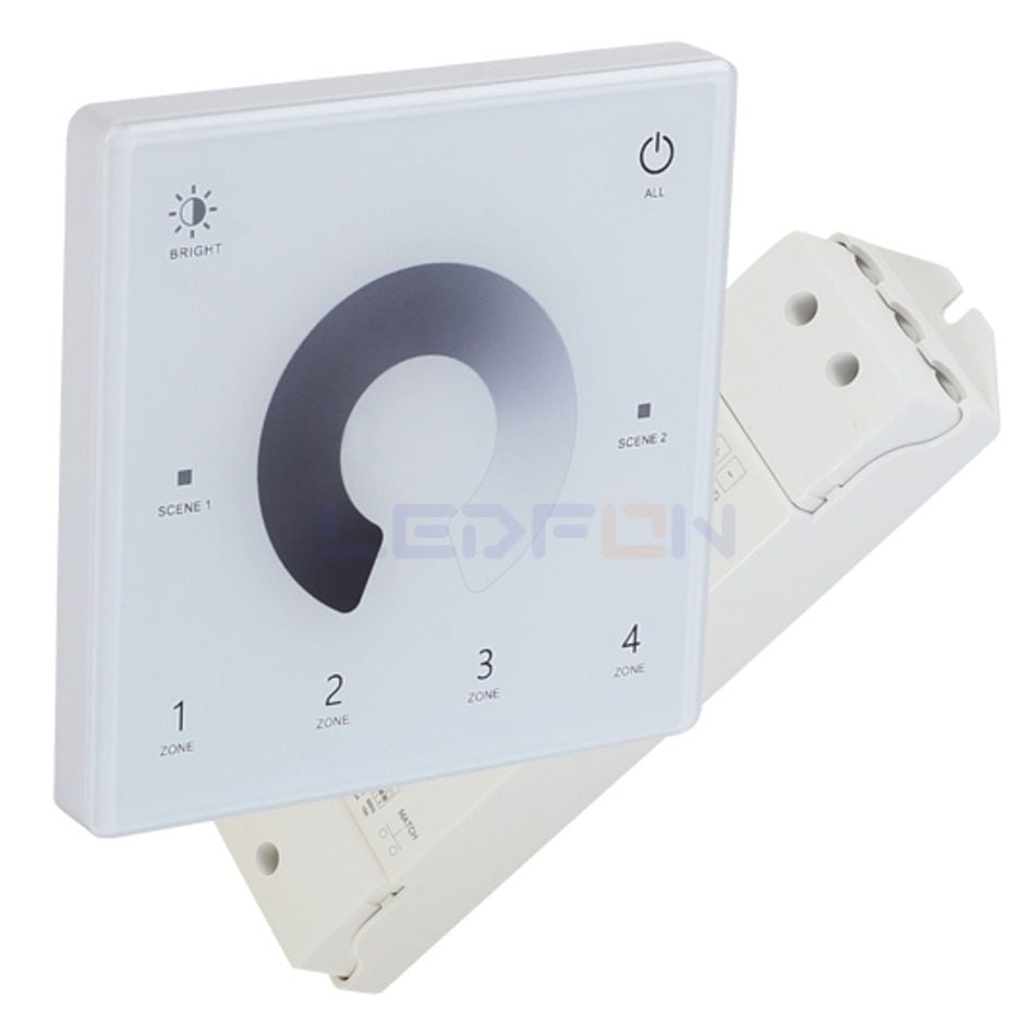 Duvar Tipi Bölge Kontrollü Tek Renk Led Dimmer Beyaz (12V-24V / 15A) +1 Adet Alıcı 15A