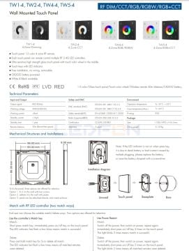 Duvar Tipi Dokunmatik Led Dimmer Beyaz 15A +1 Adet Alıcı 15A