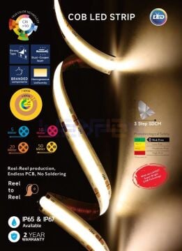 24V 3000K COB Şerit Led 10W 480Led IP20