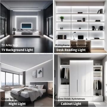 24V 10000K COB Şerit Led 10W 480Led/mt IP20