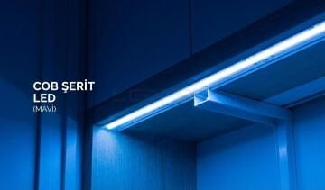 24V Mavi COB Şerit Led 10W 480Led/mt IP20