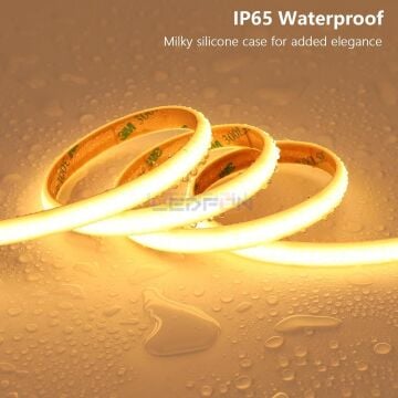 24V Silikonlu 2700K COB Şerit Led 10W 480 Led/m IP65