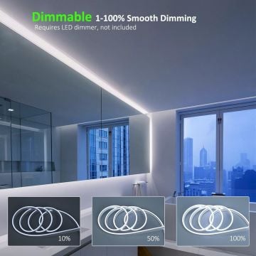 24V Silikonlu 6000K COB Şerit Led 10W 480Led/mt IP67