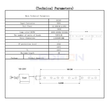 24V 4000K Bar Led 12W 72 Led IP20 100cm