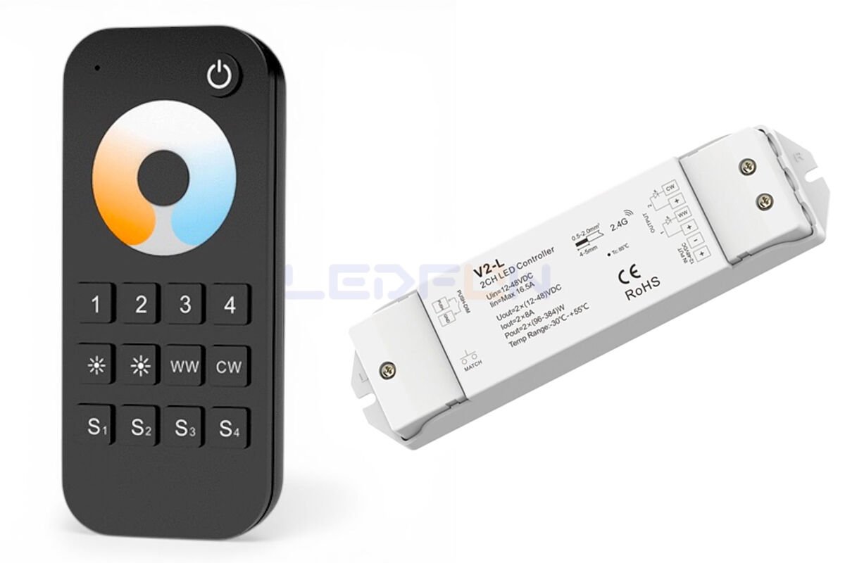 Bölge Kontrollü Tunable White CCT Led Kontrol Cihazı (12V-24V / 16A) +1 Ek Alıcı