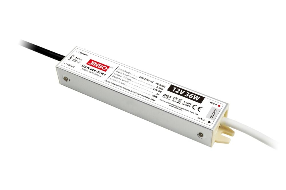 Jinbo 24V 1.5A 36W IP67 Dış Mekan Alüminyum Kasa Güç Kaynağı