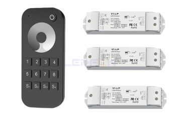 Bölge Kontrollü RF Kumandalı Tek Renk LED Dimmer Kontrol Cihazı (12V–24V / 15A) +3 Ek Alıcı