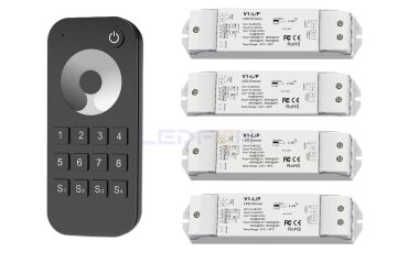 Bölge Kontrollü RF Kumandalı Tek Renk LED Dimmer Kontrol Cihazı (12V–24V / 15A) +4 Ek Alıcı