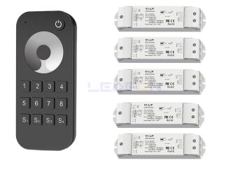 Bölge Kontrollü RF Kumandalı Tek Renk LED Dimmer Kontrol Cihazı (12V–24V / 15A) +5 Ek Alıcı