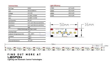 12V 13.68W 60 Led 16mm Samsung Led Bar 50cm