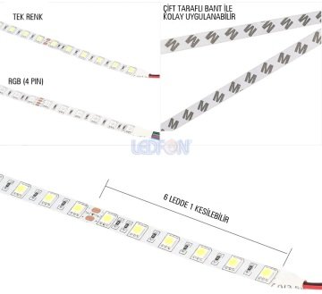 24V 3000K Şerit Led 14.4W 3 Çip IP20