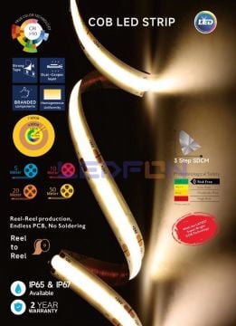 24V 10W 480 Led IP20 10000K Cob Şerit Led