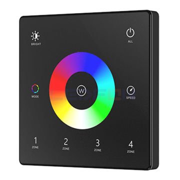 Duvar Tipi Bölge Kontrollü RGB/RGBW Led Kontrol Cihazı Siyah (12V/24V / 20A)