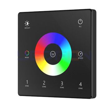 Duvar Tipi Bölge Kontrollü RGB/RGBW Led Kontrol Cihazı Siyah (12V/24V / 20A)
