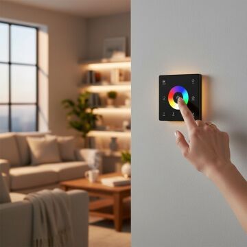 Duvar Tipi Bölge Kontrollü RGB/RGBW Led Kontrol Cihazı Siyah (12V/24V / 20A)