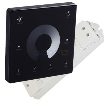 Duvar Tipi Tek Renk Bölge Kontrollü Led Dimmer Kumanda Siyah +2 Adet Dim Alıcı Siyah