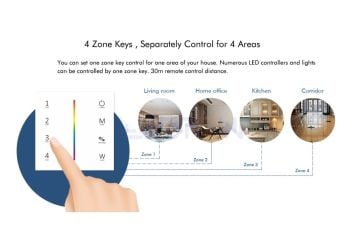 Duvar Tipi Tek Renk Bölge Kontrollü Led Dimmer Kumanda Siyah +2 Adet Dim Alıcı Siyah