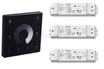 Duvar Tipi Tek Renk Bölge Kontrollü Led Dimmer Kumanda Siyah +3 Adet Dim Alıcı Siyah