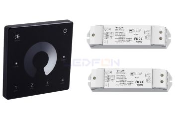Duvar Tipi Tek Renk Bölge Kontrollü Led Dimmer Kumanda Siyah +2 Adet Dim Alıcı Siyah