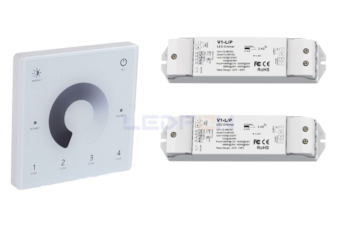 Duvar Tipi Dokunmatik Led Dimmer Beyaz 15A +2 Adet Dim Alıcı Beyaz