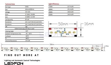 24V 14.4W 60 Led 16mm Samsung Led Bar 50cm