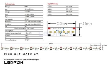 24V 14.4W 60 Led 16mm Samsung Led Bar 50cm