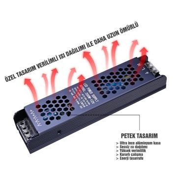 24V 15A 360W Slim Kasa Güç Kaynağı Trafo
