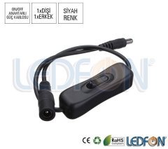 On Off Anahtarlı DC Bağlantı Kablosu Siyah