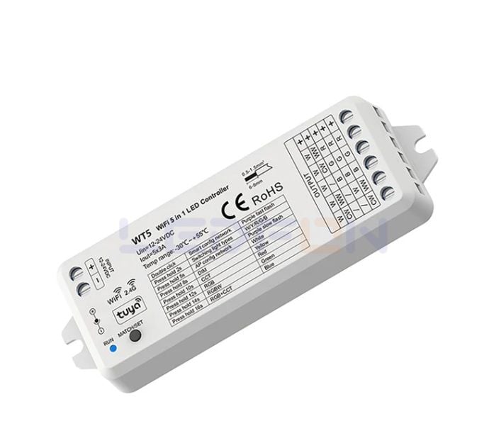 WİFİ Tek Renk / RGB / RGBW / Tunable CCT Led Kontrol Cihazı (12V-24V / 15A)