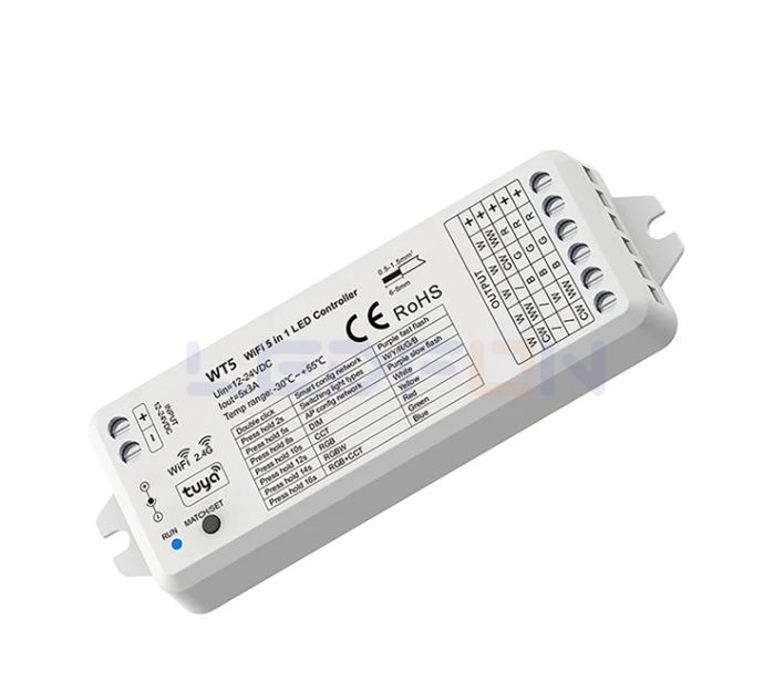 WİFİ Tek Renk / RGB / RGBW / Tunable CCT Led Kontrol Cihazı (12V-24V / 15A)