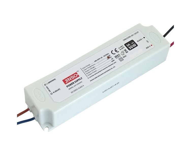 Jinbo 12V 3A 36W IP67 Dış Mekan Platik Kasa Güç Kaynağı
