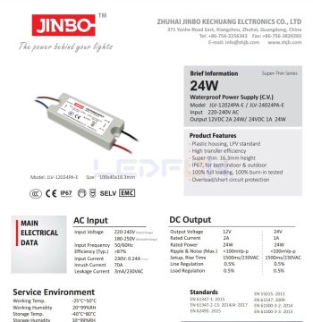 Jinbo 12V 2A 24W IP67 Flat Dış Mekan Adaptör