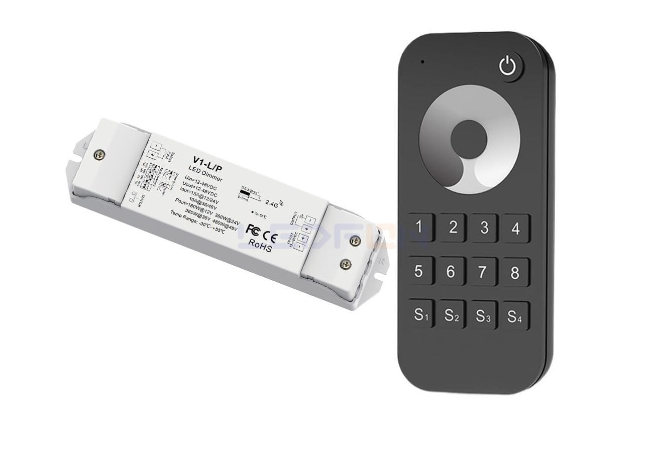 Bölge Kontrollü RF Kumandalı Tek Renk LED Dimmer Kontrol Cihazı (12V–24V)