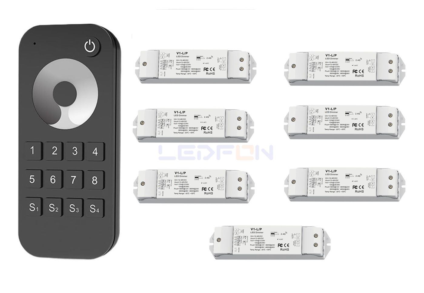 RF Kumandalı Led Dimmer Kontrol Cihazı +7 Adet Dim Alıcı