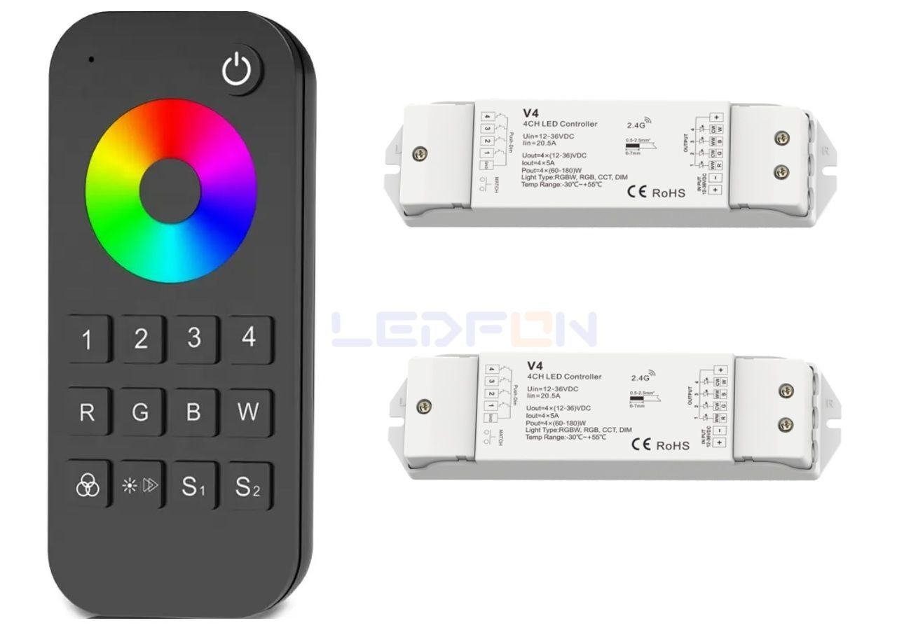 RF Kumandalı RGB RGBW Led Kontrol Ünitesi +2 Adet Alıcı