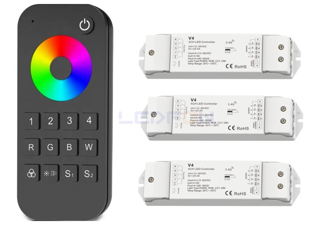 RF Kumandalı RGB RGBW Led Kontrol Ünitesi +3 Adet Alıcı