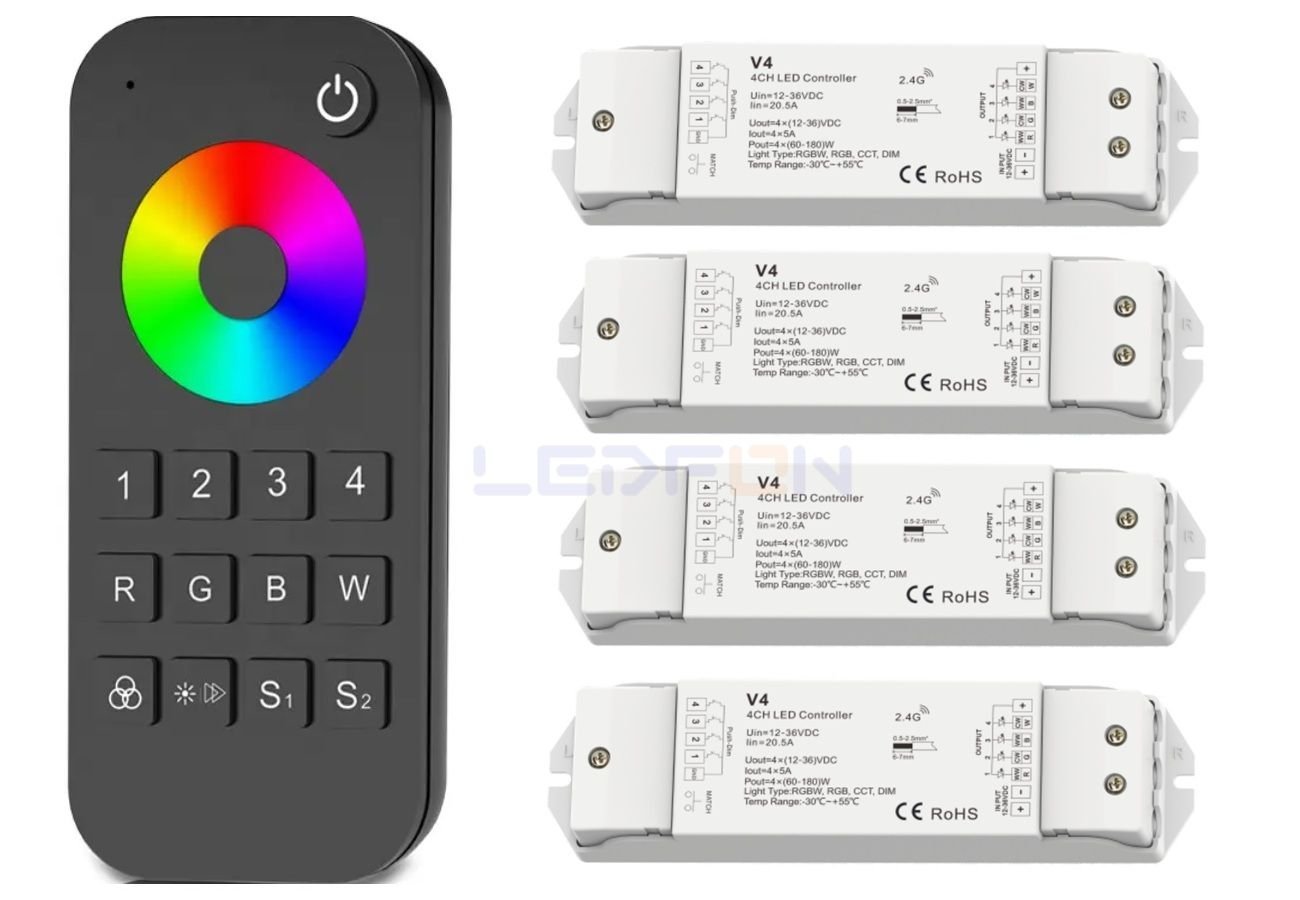 RF Kumandalı RGB RGBW Led Kontrol Ünitesi +4 Adet Alıcı