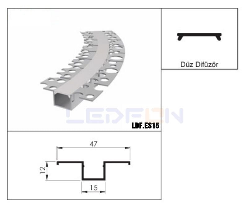 15mm Trimless Sıva Altı Esnek Alüminyum Led Profil