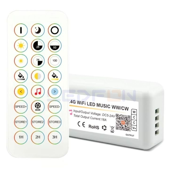 WİFİ+RF Kumandalı Tunable White CCT Led Kontrol Cihazı (12V-24V / 18A)