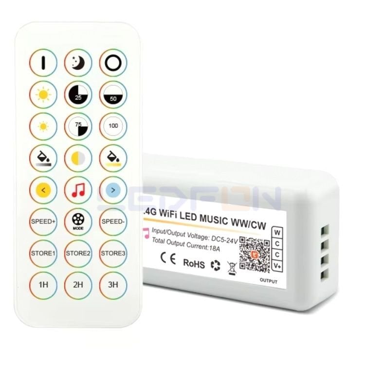 WİFİ+RF Kumandalı Tunable White CCT Led Kontrol Cihazı (12V-24V / 18A)