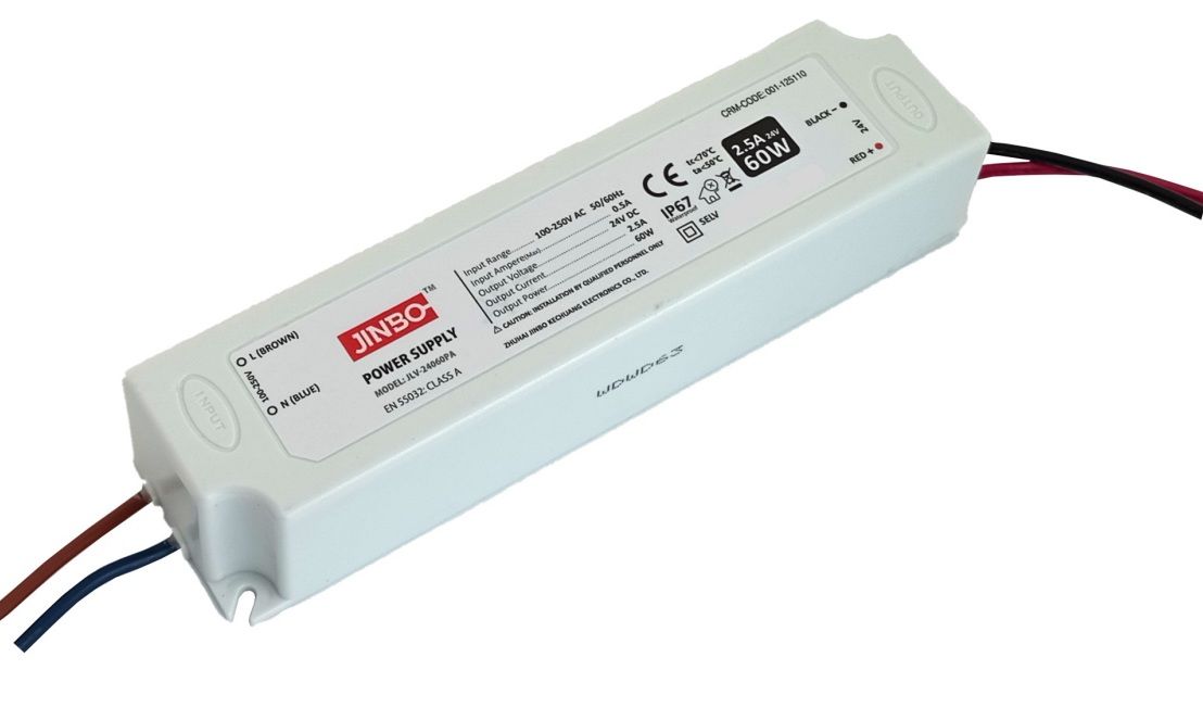 Jinbo 12V 5A 60W IP67 Dış Mekan Plastik Kasa Güç Kaynağı